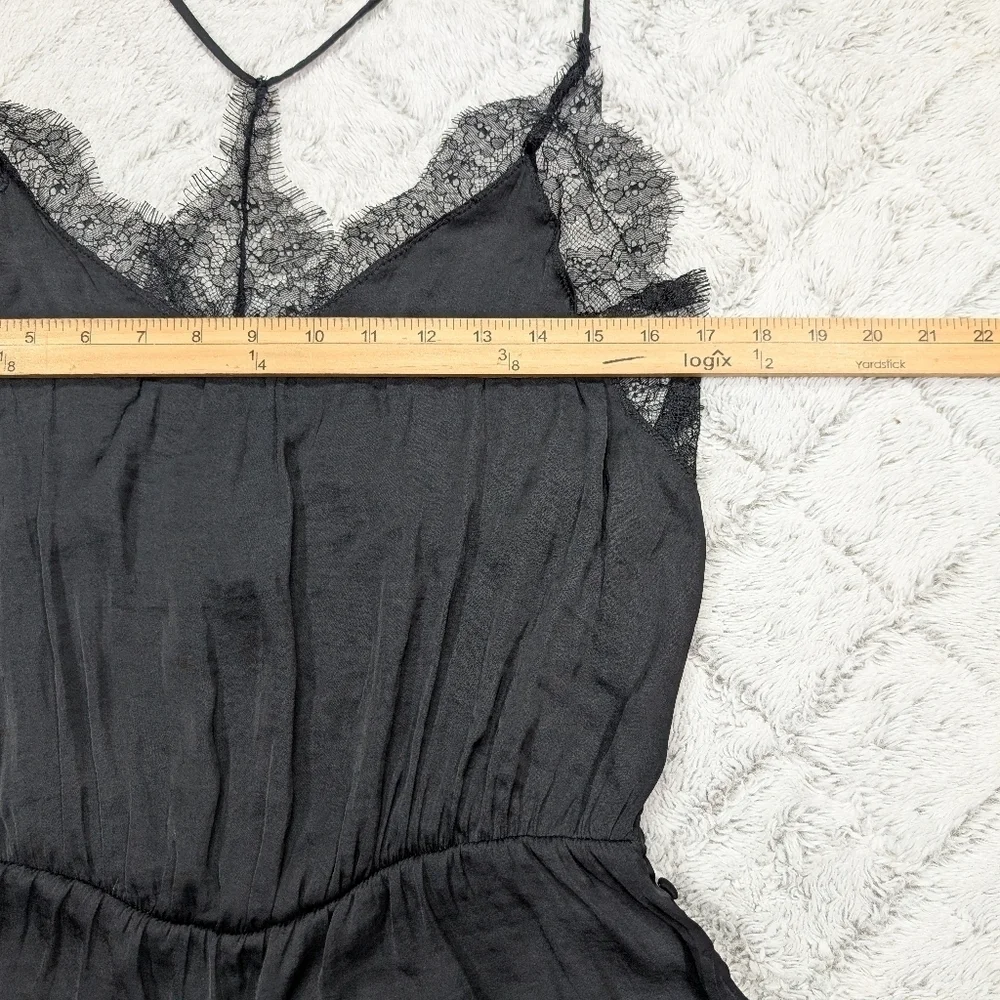 Free People Romper Womens S Black Intimately Sleeveless Lace Romantic Satin
